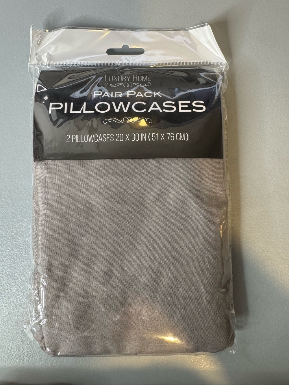 Luxury Home Pair Pack Pillow cases  - Gray 2-pack 20x30
